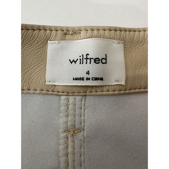 Aritzia Wilfred Pants Women's  Size 4 Leather Straight Leg‎ High Waist Soft Tan - Picture 4 of 5